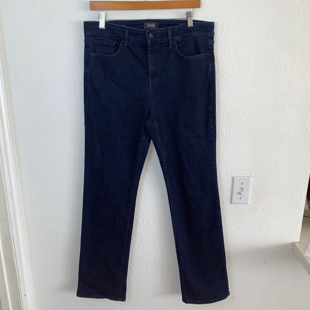 NYDJ Marilyn Straight Leg Jeans Dark Indigo Lift Tuck Technology Size 12